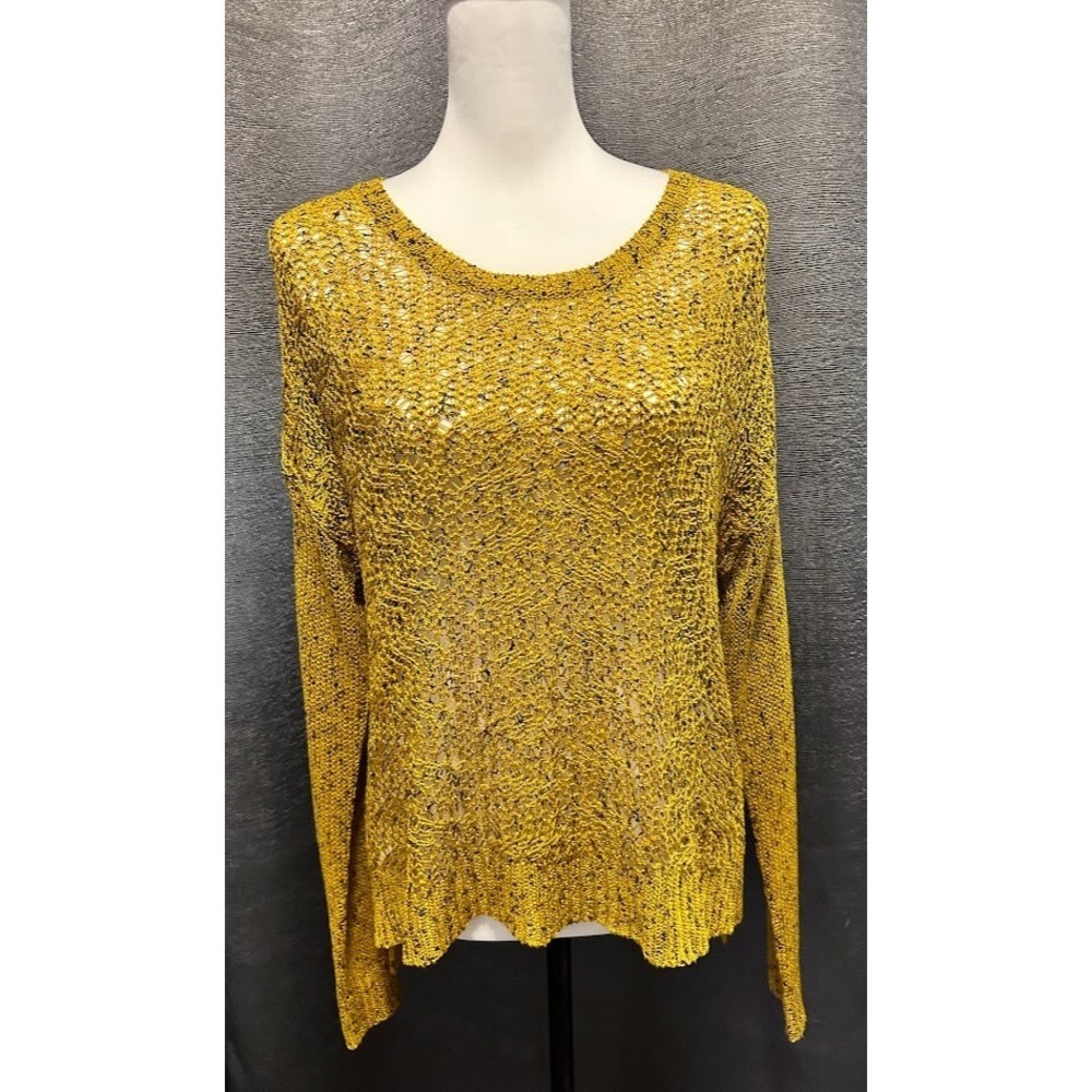 CATO Mustard Sweater Long Sleeve Stretch Pullover Tunic Top Size L